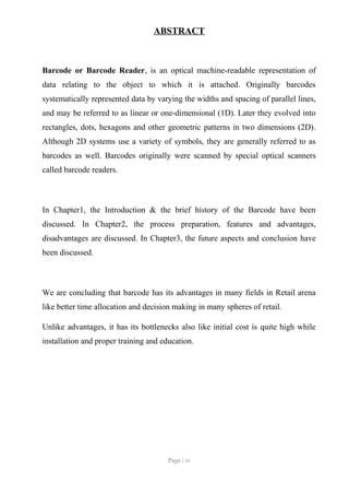 Technical Report On Barcode | DOC