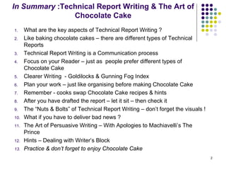 Technical Report Writing - Chocolate Cake K Christian