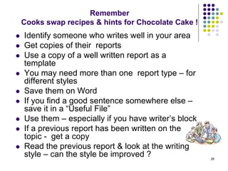 Technical Report Writing - Chocolate Cake K Christian