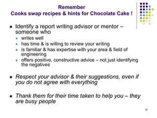 Technical Report Writing - Chocolate Cake K Christian