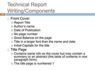 Technical Report Writing Presentation | PPTX