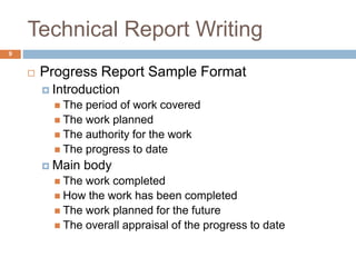 Progress Report Technical Writing Example Technical Report Writing Presentation | PPTX