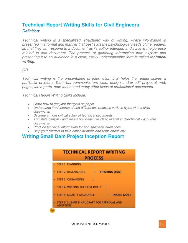 Sections of an engineering report picture