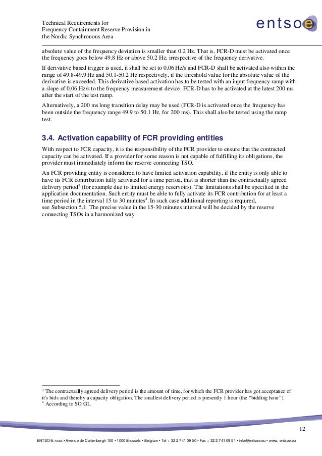 Technical requirements for frequency containment reserve provision in…