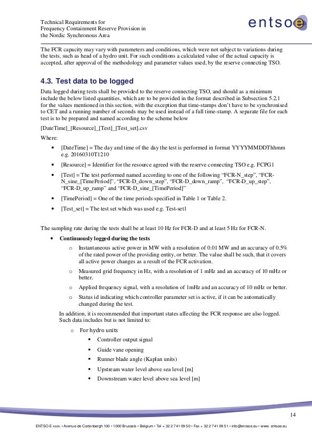 Technical requirements for frequency containment reserve provision in…