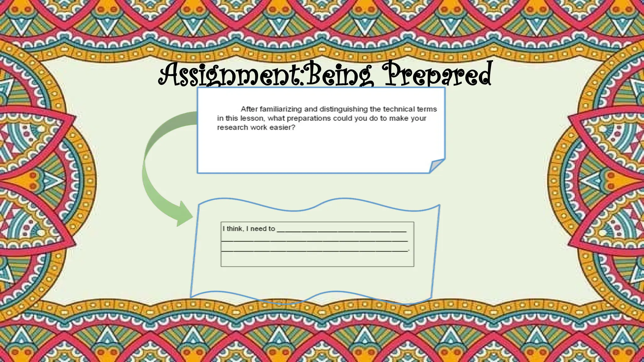 Assignment:Being Prepared
 