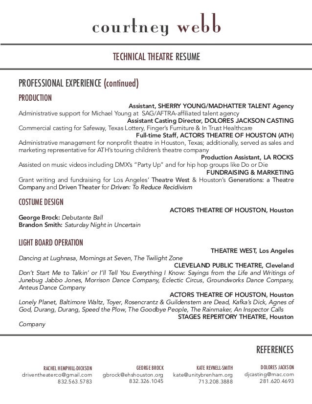 tech theatre resume
