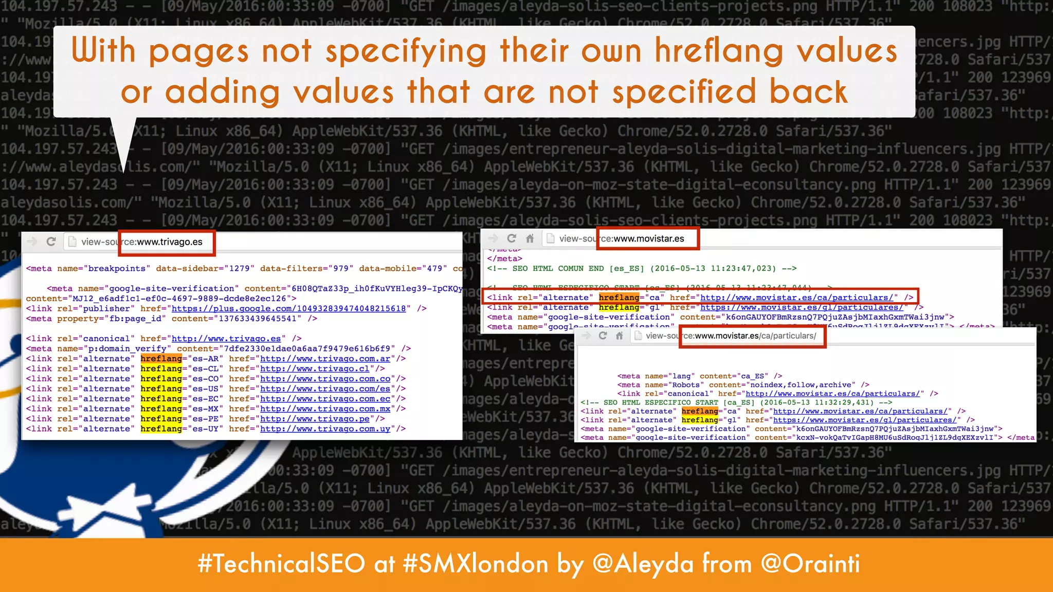 #TechnicalSEO at #SMXlondon by @Aleyda from @Orainti
With pages not specifying their own hreflang values
or adding values that are not specified back
 
