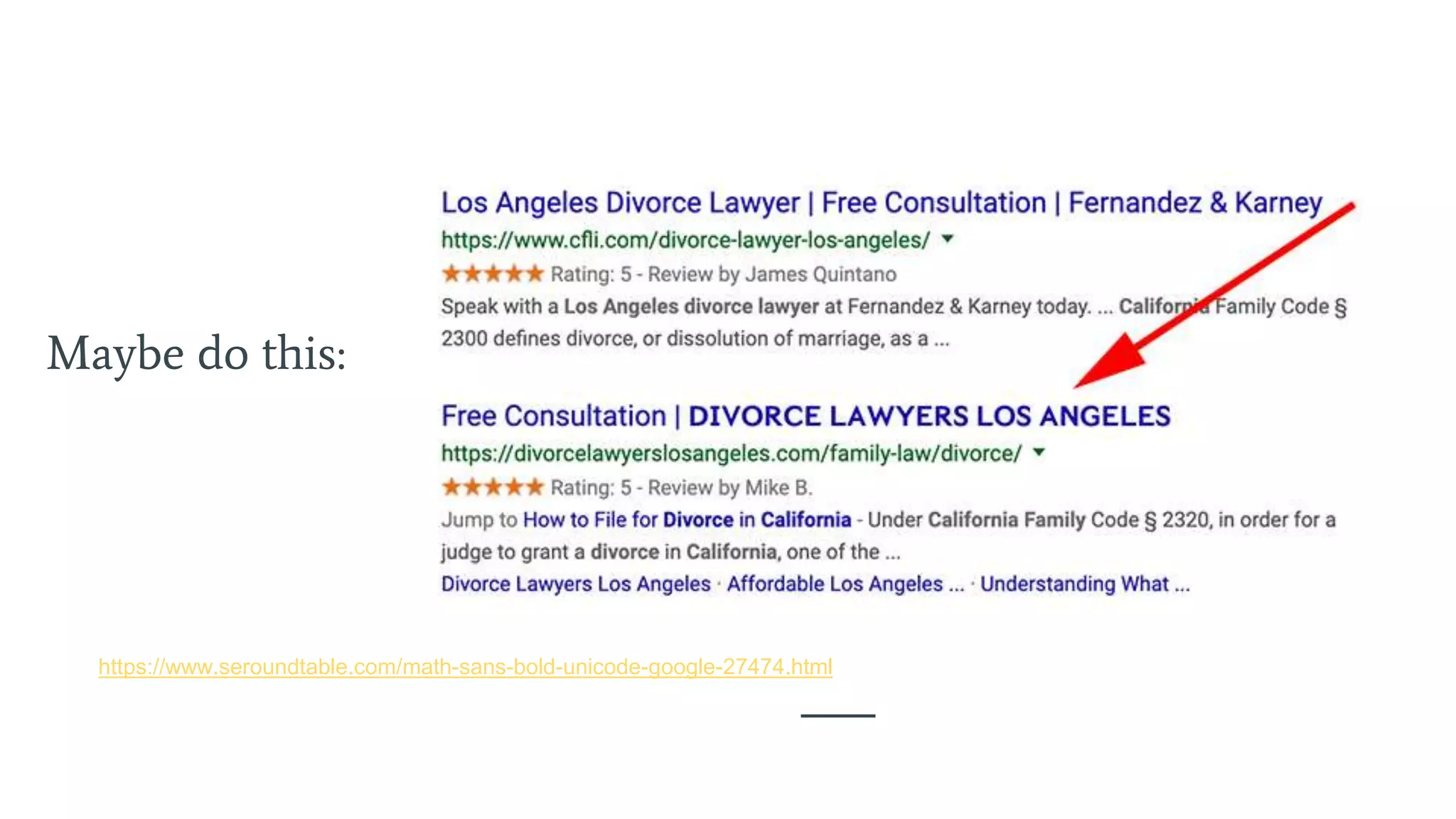 Maybe do this:
https://www.seroundtable.com/math-sans-bold-unicode-google-27474.html
 