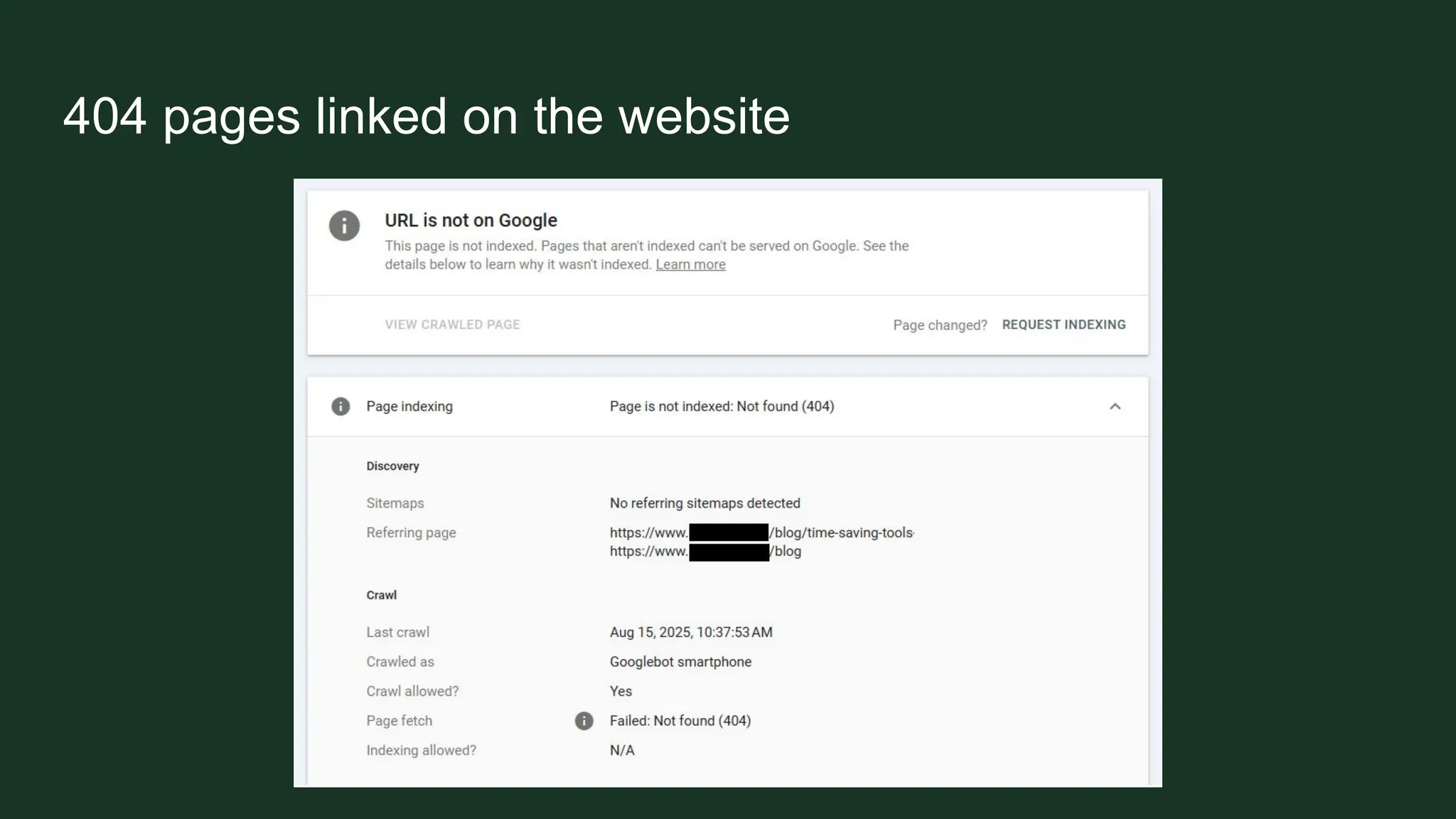 404 pages linked on the website
 