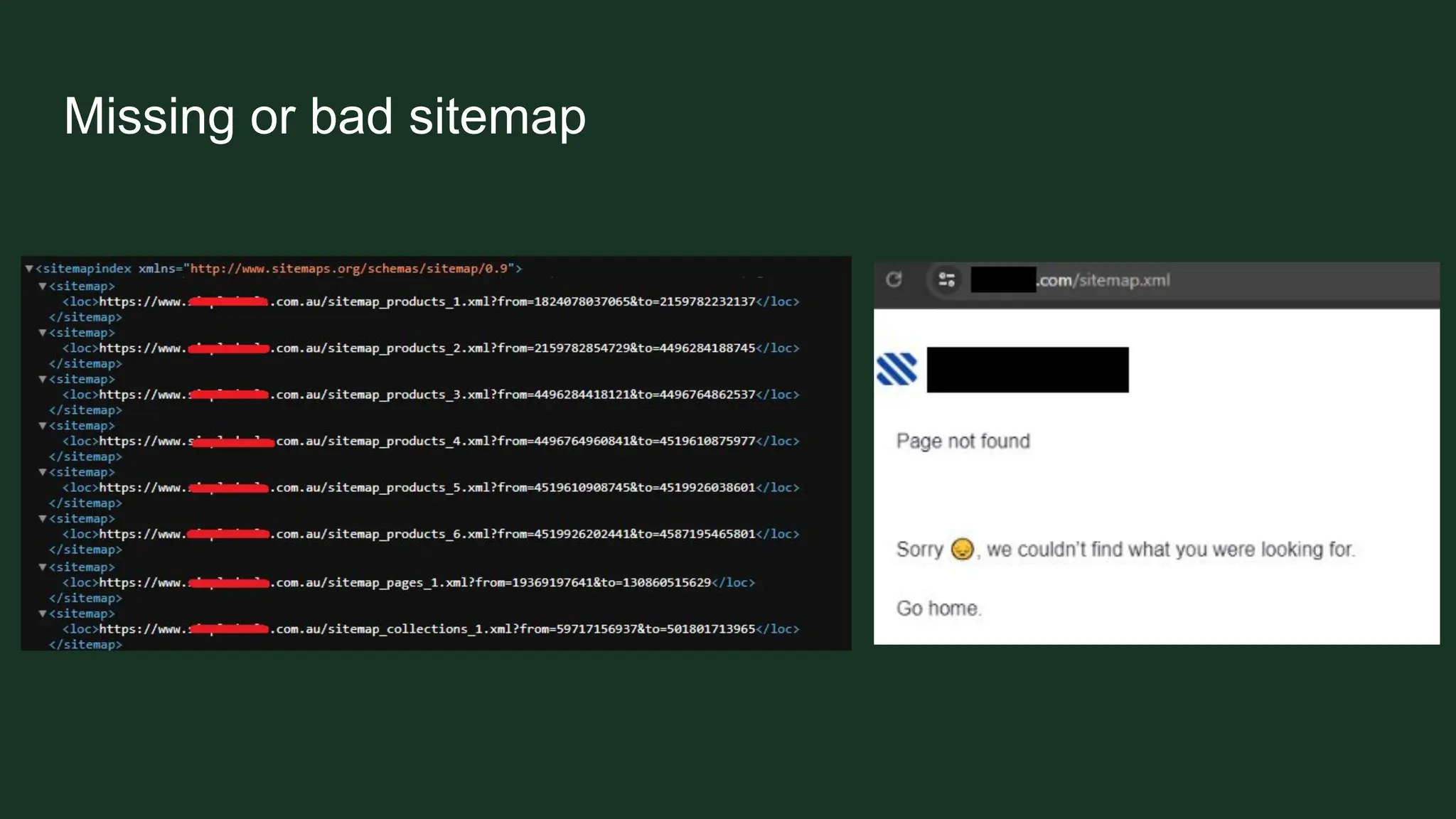 Missing or bad sitemap
 