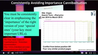 #pubcon
The Four Main Types Of
Cannibalisation– Slideshare
@jonearnshaw
http://www.slideshare.net/jonat
hanearnshaw/seo-46813620
Consistently Avoiding Importance Cannibalisation
You must be consistently
clear in emphasising the
‘importance’ of the right
version of your ‘special
ones’ (your key most
important URLs).
 