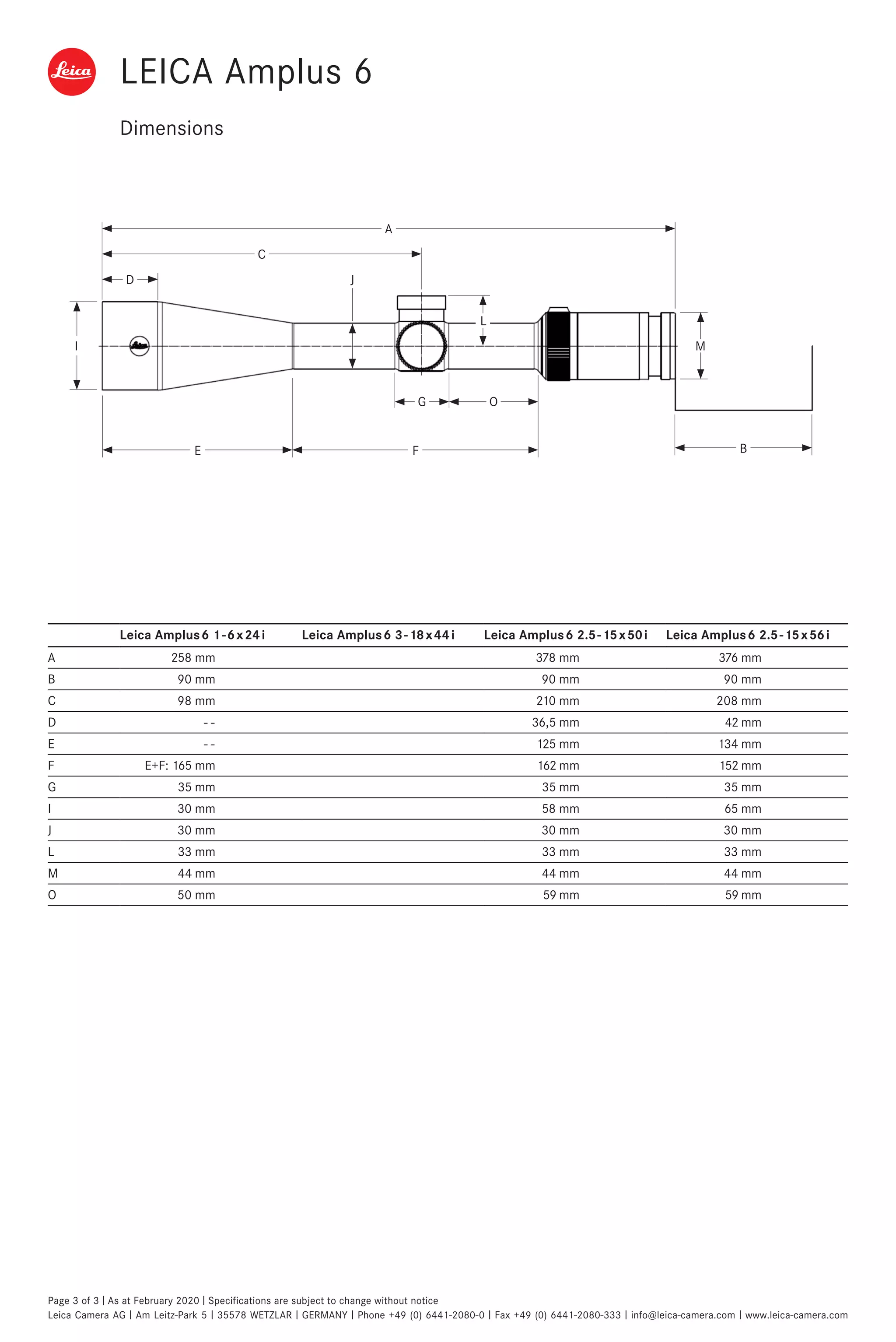 Technical Sheet | Leica Amplus | Optics Trade | PDF