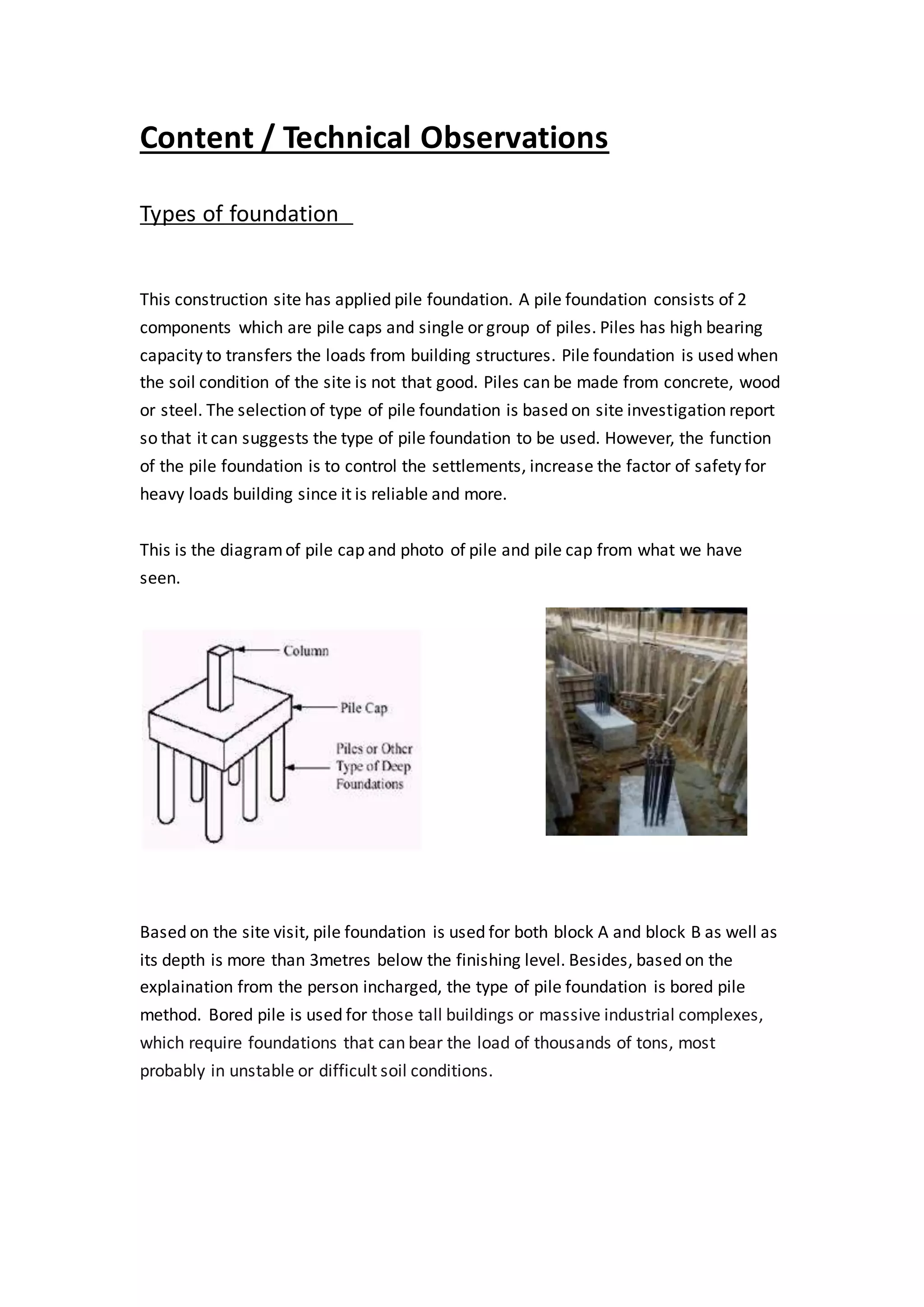 Technical Observation Technical site visit report | DOCX