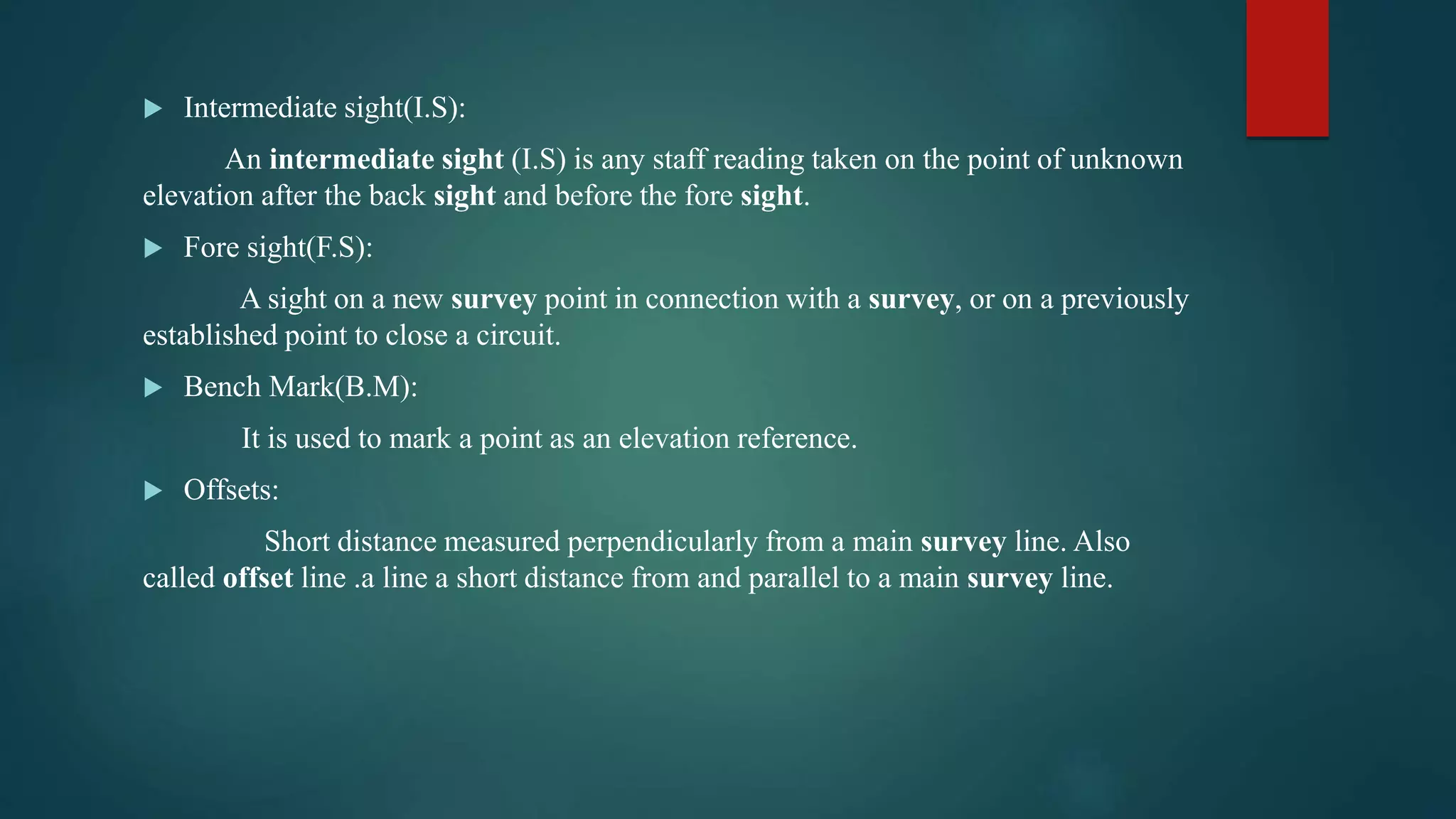 Intermediate Sight PROJECTS ON SURVEYING | PPTX