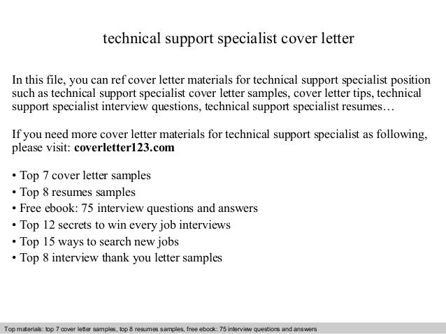 technical support specialist cover letter technical support specialist cover letter