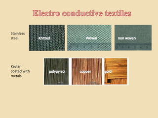 Stainless
steel
Kevlar
coated with
metals
 