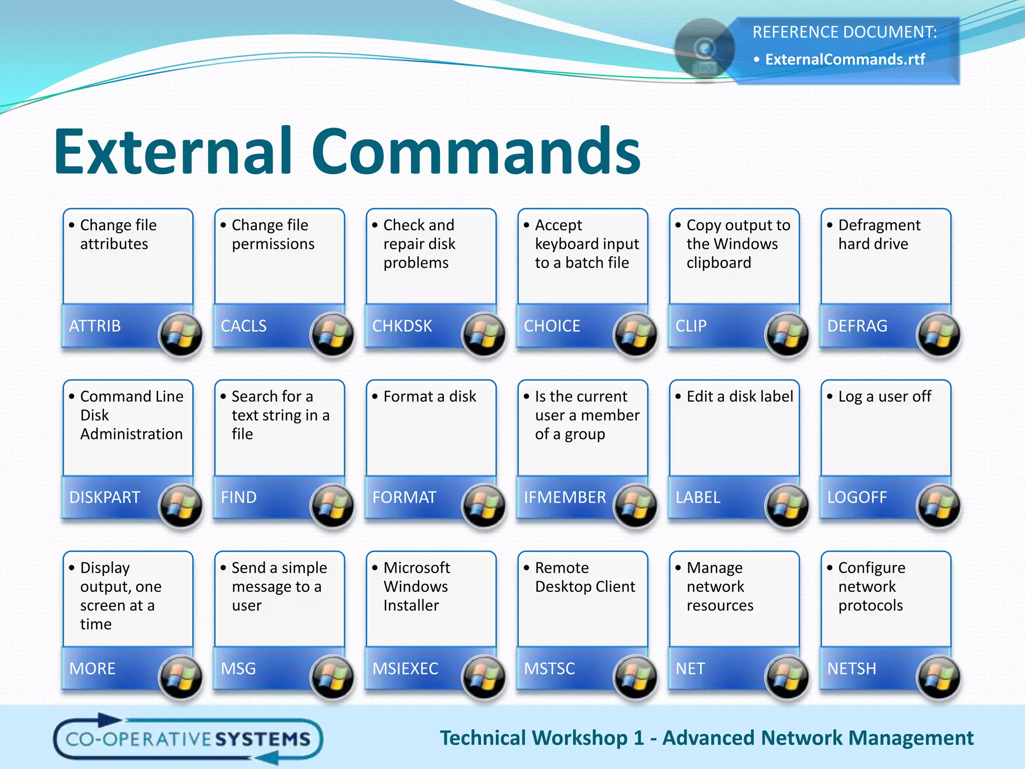 External CommandsTechnical Workshop 1 - Advanced Network Management