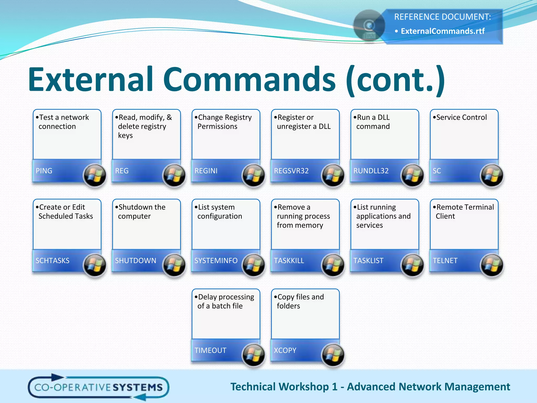 External Commands (cont.)Technical Workshop 1 - Advanced Network Management