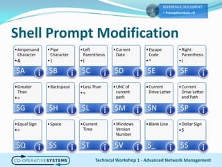 Shell Prompt ModificationTechnical Workshop 1 - Advanced Network Management
