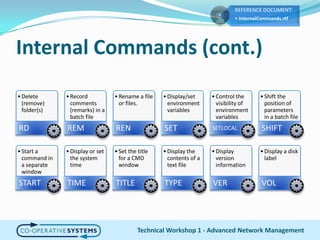 Internal Commands (cont.)Technical Workshop 1 - Advanced Network Management