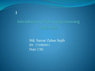 1
Md. Saroar Zahan Sojib
ID: 171002011
Dept: CSE
 