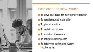 Technical Writing Lesson TECHNICAL WRITING LESSON 1.ppt used for communication coursesx | PPTX