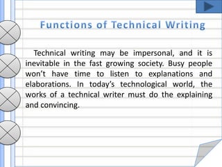 Technical Writer Explaining Technical writing report | PPTX