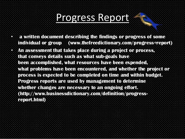 writing progress report writing progress report