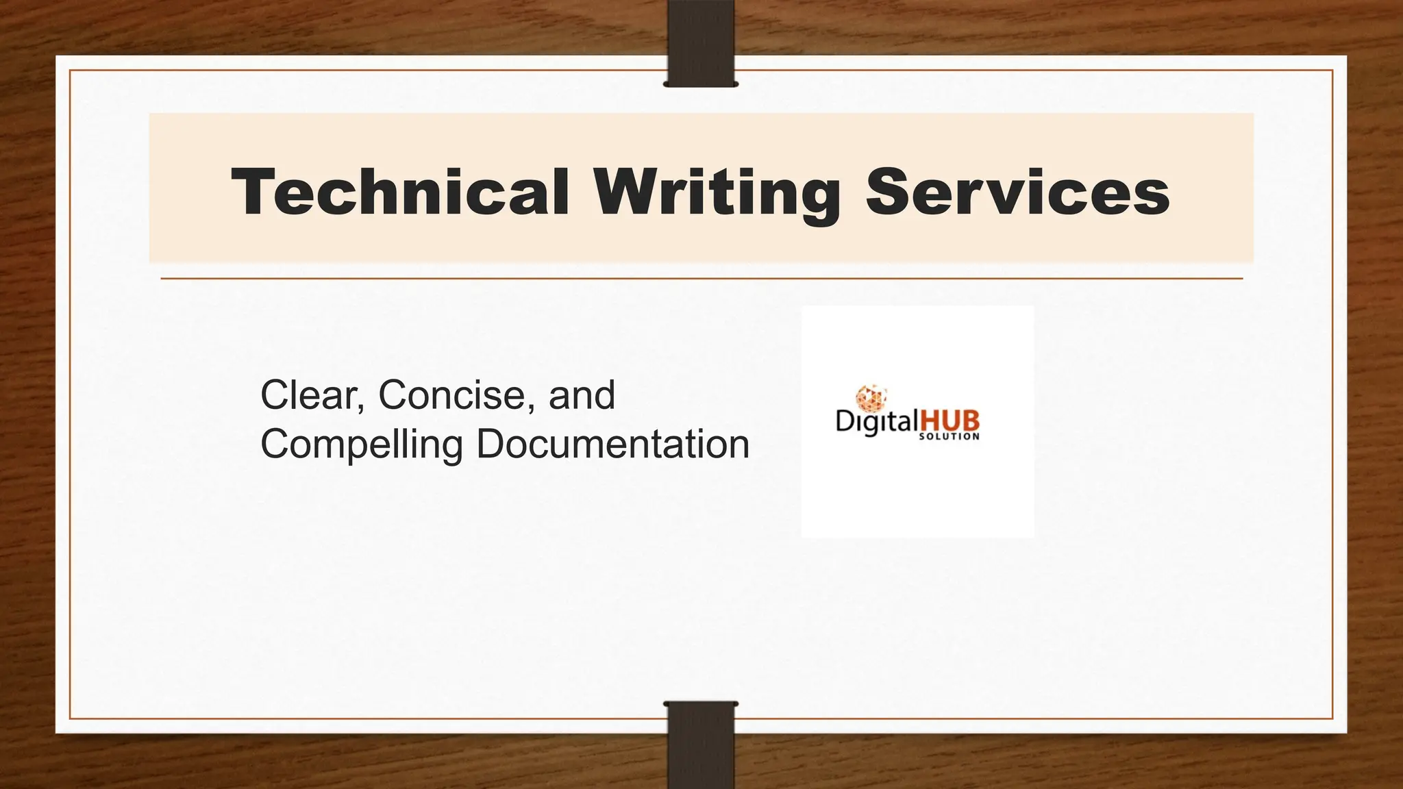 Technical Writing Services
Clear, Concise, and
Compelling Documentation
 