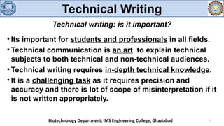 Technical Writing Importance Technical writing | PDF