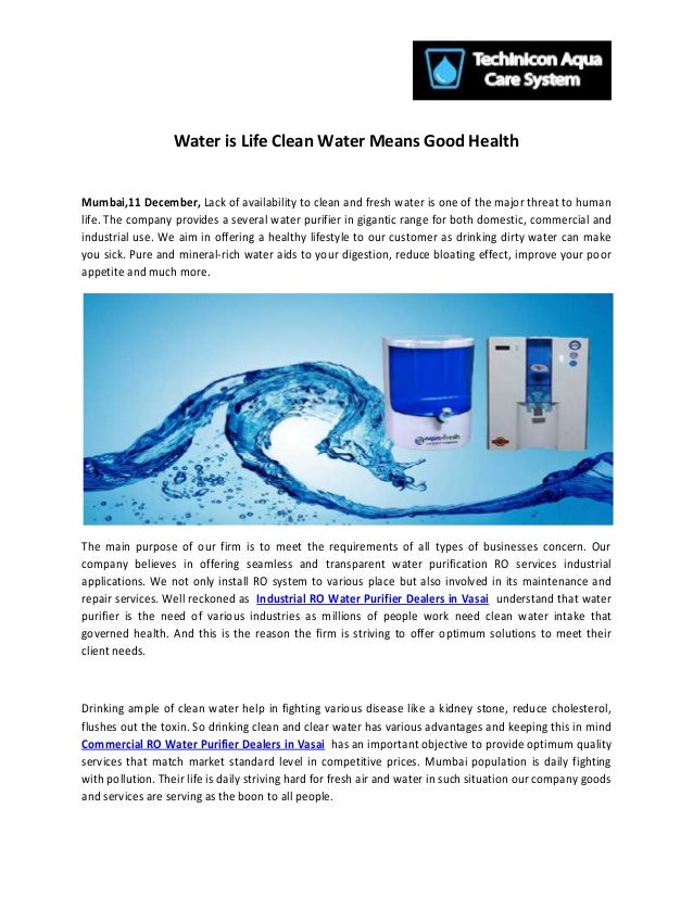 Water is Life Clean Water Means Good Health