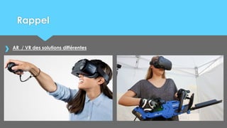 Rappel
AR / VR des solutions différentes
 