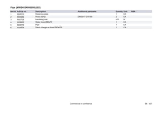 Pipe (MW24024000000LBG)
Item no.
1
2
3
4
5
6

Article no.
I006110
I000292
I000725
I009952
I006114
I009519

Description
Retaining plate
Hose clamp
Insulating mat
Water tube Ø80x70
Pipe
Deutz charge air tube Ø90x150

Additional partname
DIN3017-D70-90

Commercial in confidence

Quantity
1
2
n.B.
1
1
1

Unit
EA
EA
M
EA
EA
EA

NSN

66 / 537

 