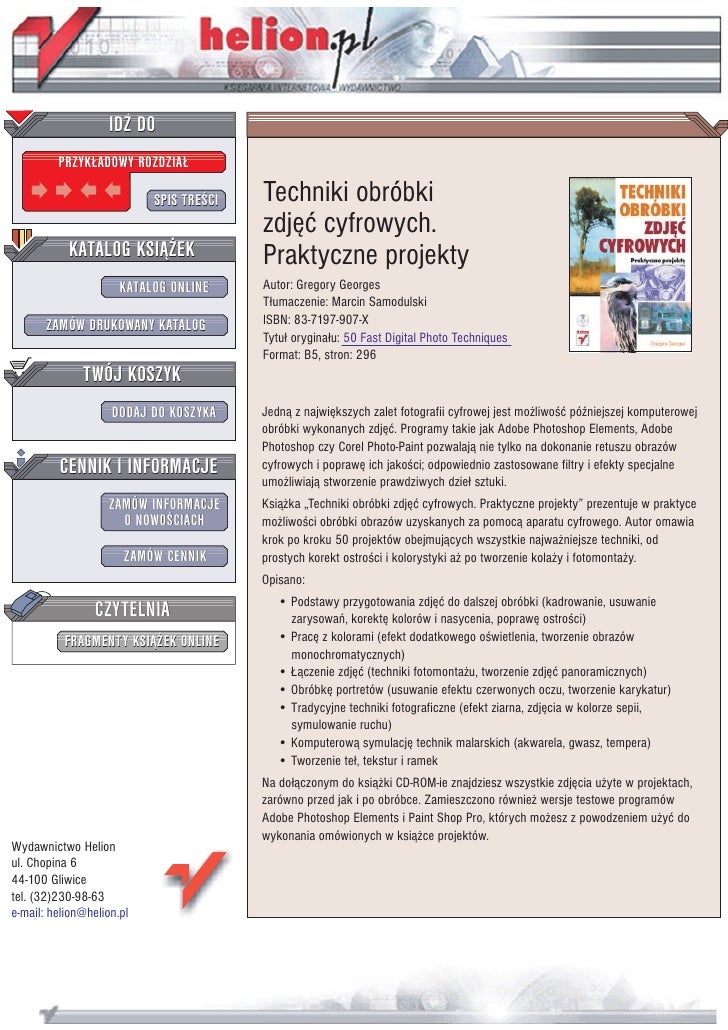 Techniki Obróbki Zdjęć Cyfrowych Praktyczne Projekty