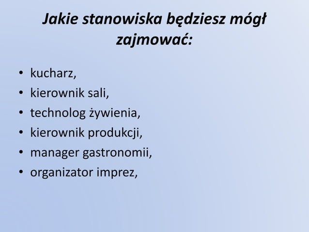 Technik żywienia i usług gastronomicznych | PPTX