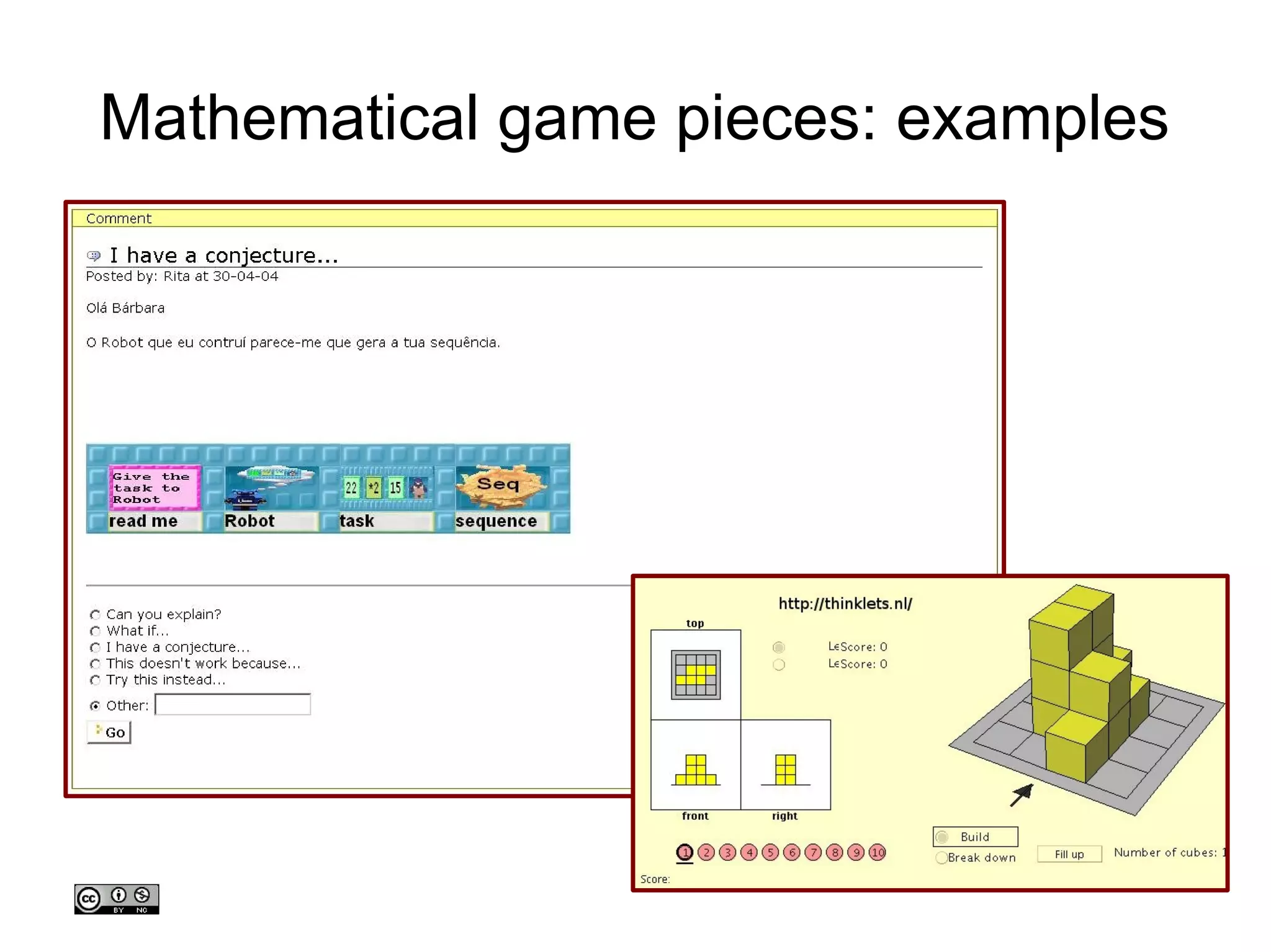 Mathematical game pieces: examples 
