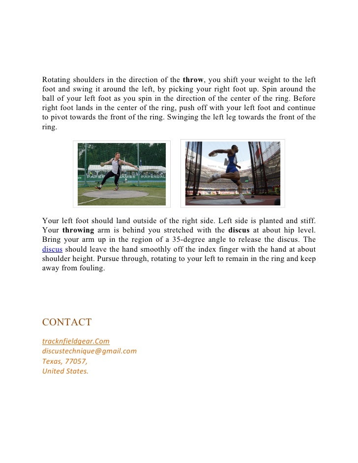 Technique of discus throwing