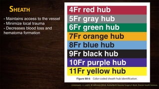 Cronenwett, J. L. and K. W. Johnston (2014). Rutherford's Vascular Surgery E-Book, Elsevier Health Sciences.
- Maintains access to the vessel
- Minimize local trauma
- Decreases blood loss and
hematoma formation
SHEATH
 