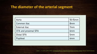 The diameter of the arterial segment
Grant, L. A. and N. Griffin (2013). Grainger & Allison's Diagnostic Radiology Essentials E-Book, Elsevier Health Sciences.
 