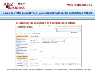 L’interface de rédaction et soumission d’article 
