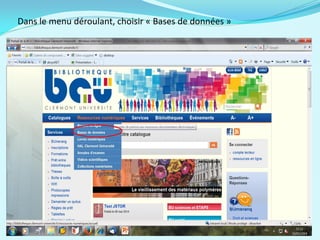 Dans le menu déroulant, choisir « Bases de données »
 