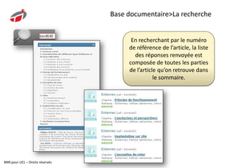 Base documentaire>La lecture HTMLSous le sommaire, on trouve la référence à l’auteur, puis un second bloc consacré aux dernières parutions en rapport avec la thématique du départ.Il est possible de laisser un commentaire  à condition de s’être authentifié…BNR pour UCL – Droits réservés