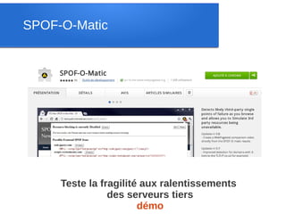 SPOF-O-Matic




     Teste la fragilité aux ralentissements
                des serveurs tiers
                       démo
 