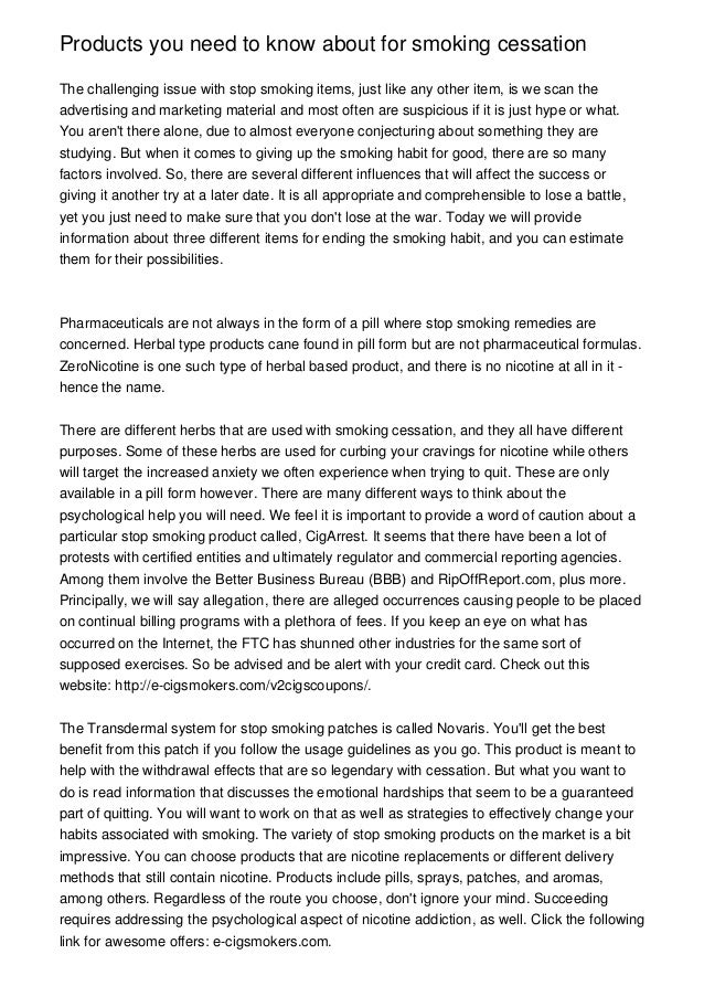 Products you need to know about for smoking cessation