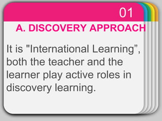 01 
WINTER Template 
A. DISCOVERY APPROACH 
It is "International Learning”, 
both the teacher and the 
learner play active roles in 
discovery learning. 
 