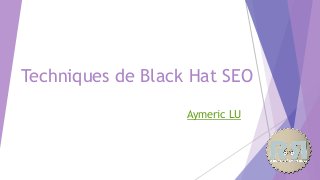 Techniques de Black Hat SEO
Aymeric LU
 