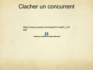 Clacher un concurrent
https://www.youtube.com/watch?v=wj4H_uvX
400
 