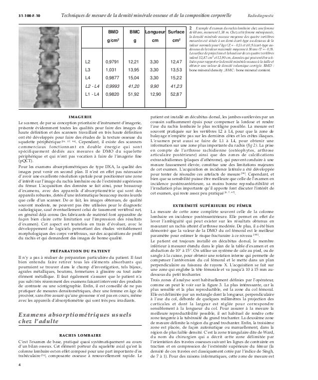 Techniques de mesure de la densité minérale osseuse et de la