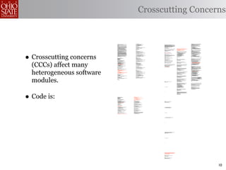 Crosscutting Concerns


                           /*                                                                                              public void invalidate() {                                                          ;                                                                                                                                                                 * Remove the object bound with the specified name from this session. If
                            * ====================================================================                                 serverSession.removeApplicationSession(context);                                                                                                                                                                                                   * the session does not have an object bound with this name, this method
                            *                                                                                                                                                                                                                                                                                                                                                         * does nothing.
                            * The Apache Software License, Version 1.1                                                                   // remove everything in the session                                   /**                                                                                                                                                                    * <p>
                            *                                                                                                                                                                                   * Standard implementation of the <b>Session</b> interface. This object is                                                                                             * After this method executes, and if the object implements
                            * Copyright (c) 1999 The Apache Software Foundation. All rights                                              Enumeration enum = values.keys();                                      * serializable, so that it can be stored in persistent storage or transferred                                                                                         * <code>HttpSessionBindingListener</code>, the container calls
                            * reserved.                                                                                                  while (enum.hasMoreElements()) {                                       * to a different JVM for distributable session support.                                                                                                               * <code>valueUnbound()</code> on the object.
                            *                                                                                                                String name = (String)enum.nextElement();                          * <p>                                                                                                                                                                 *
                            * Redistribution and use in source and binary forms, with or without                                             removeValue(name);                                                 * <b>IMPLEMENTATION NOTE</b>: An instance of this class represents both the                                                                                           * @param name Name of the object to remove from this session.
                            * modification, are permitted provided that the following conditions                                         }                                                                      * internal (Session) and application level (HttpSession) view of the session.                                                                                         *
                            * are met:                                                                                                                                                                          * However, because the class itself is not declared public, Java logic outside                                                                                        * @exception IllegalStateException if this method is called on an
                            *                                                                                                            valid = false;                                                         * of the <code>org.apache.tomcat.session</code> package cannot cast an                                                                                                * invalidated session
                            * 1. Redistributions of source code must retain the above copyright                                   }                                                                             * HttpSession view of this instance back to a Session view.                                                                                                           */
                            *    notice, this list of conditions and the following disclaimer.                                                                                                                  *                                                                                                                                                                    public void removeAttribute(String name) {
                            *                                                                                                     public boolean isNew() {                                                      * @author Craig R. McClanahan
                            * 2. Redistributions in binary form must reproduce the above copyright                                    if (! valid) {                                                            * @version $Revision: 1.2 $ $Date: 2000/05/15 17:54:10 $                                                                                                                 synchronized (attributes) {
                            *    notice, this list of conditions and the following disclaimer in                                          String msg = sm.getString("applicationSession.session.ise");          */                                                                                                                                                                           Object object = attributes.get(name);
                            *    the documentation and/or other materials provided with the                                                                                                                                                                                                                                                                                                  if (object == null)
                            *    distribution.                                                                                               throw new IllegalStateException(msg);                             final class StandardSession                                                                                                                                                       return;
                            *                                                                                                            }                                                                         implements HttpSession, Session {                                                                                                                                         attributes.remove(name);
                            * 3. The end-user documentation included with the redistribution, if                                                                                                                                                                                                                                                                                             //      System.out.println( "Removing attribute " + name );
                            *    any, must include the following acknowledgment:                                                         if (thisAccessTime == creationTime) {                                                                                                                     /**                                                                                       if (object instanceof HttpSessionBindingListener) {
                            *       "This product includes software developed by the                                                         return true;                                                            // ----------------------------------------------------------- Constructors    * Update the accessed time information for this session. This method                         ((HttpSessionBindingListener) object).valueUnbound
                            *        Apache Software Foundation (http://www.apache.org/)."                                               } else {                                                                                                                                                   * should be called by the context when a request comes in for a particular                       (new HttpSessionBindingEvent((HttpSession) this, name));
                            *    Alternately, this acknowledgment may appear in the software                                                 return false;                                                                                                                                          * session, even if the application does not reference it.                                }
                           itself,                                                                                                       }                                                                           /**                                                                            */                                                                                   }
                            *    if and wherever such third-party acknowledgments normally appear.                                }                                                                                   * Construct a new Session associated with the specified Manager.             public void access() {
                            *                                                                                                                                                                                         *                                                                                                                                                              }
                            * 4. The names "The Jakarta Project", "Tomcat", and "Apache Software                                                                                                                      * @param manager The manager with which this Session is associated                 this.lastAccessedTime = this.thisAccessedTime;




• Crosscutting concerns
                            *    Foundation" must not be used to endorse or promote products                               /**                                                                                        */                                                                                 this.thisAccessedTime = System.currentTimeMillis();                     * Bind an object to this session, using the specified name. If an object
                           derived                                                                                                    * @deprecated                                                                  public StandardSession(Manager manager) {                                           this.isNew=false;                                                            * of the same name is already bound to this session, the object is
                            *    from this software without prior written permission. For written                                     */                                                                                                                                                           }                                                                                  * replaced.
                            *    permission, please contact apache@apache.org.                                                                                                                                           super();                                                                                                                                                     * <p>
                            *                                                                                                     public void putValue(String name, Object value) {                                      this.manager = manager;                                                                                                                                      * After this method executes, and if the object implements
                            * 5. Products derived from this software may not be called "Apache"                                       setAttribute(name, value);                                                                                                                                   /**                                                                                * <code>HttpSessionBindingListener</code>, the container calls
                            *    nor may "Apache" appear in their names without prior written                                     }                                                                                  }                                                                              * Perform the internal processing required to invalidate this session,            * <code>valueBound()</code> on the object.
                            *    permission of the Apache Group.                                                                                                                                                                                                                                    * without triggering an exception if the session has already expired.             *
                            *                                                                                                     public void setAttribute(String name, Object value) {                                                                                                             */                                                                                * @param name Name to which the object is bound, cannot be null
                            * THIS SOFTWARE IS PROVIDED ``AS IS'' AND ANY EXPRESSED OR IMPLIED                                        if (! valid) {                                                           /**                                                                                 public void expire() {                                                             * @param value Object to be bound, cannot be null
                            * WARRANTIES, INCLUDING, BUT NOT LIMITED TO, THE IMPLIED WARRANTIES                                           String msg = sm.getString("applicationSession.session.ise");                * The last accessed time for this Session.                                                                                                                      *
                            * OF MERCHANTABILITY AND FITNESS FOR A PARTICULAR PURPOSE ARE                                                                                                                             */                                                                                 // Remove this session from our manager's active sessions                    * @exception IllegalArgumentException if an attempt is made to add a
                            * DISCLAIMED. IN NO EVENT SHALL THE APACHE SOFTWARE FOUNDATION OR                                                throw new IllegalStateException(msg);                                   private long lastAccessedTime = creationTime;                                       if ((manager != null) && (manager instanceof ManagerBase))                   * non-serializable object in an environment marked distributable.
                            * ITS CONTRIBUTORS BE LIABLE FOR ANY DIRECT, INDIRECT, INCIDENTAL,                                           }                                                                                                                                                                   ((ManagerBase) manager).remove(this);                                    * @exception IllegalStateException if this method is called on an
                            * SPECIAL, EXEMPLARY, OR CONSEQUENTIAL DAMAGES (INCLUDING, BUT NOT                                                                                                                                                                                                                                                                                        * invalidated session
                            * LIMITED TO, PROCUREMENT OF SUBSTITUTE GOODS OR SERVICES; LOSS OF                                           if (name == null) {                                                         /**                                                                                 // Unbind any objects associated with this session                           */
                            * USE, DATA, OR PROFITS; OR BUSINESS INTERRUPTION) HOWEVER CAUSED AND                                            String msg = sm.getString("applicationSession.value.iae");               * The Manager with which this Session is associated.                               Vector results = new Vector();                                              public void setAttribute(String name, Object value) {
                            * ON ANY THEORY OF LIABILITY, WHETHER IN CONTRACT, STRICT LIABILITY,                                                                                                                      */                                                                                 Enumeration attrs = getAttributeNames();
                            * OR TORT (INCLUDING NEGLIGENCE OR OTHERWISE) ARISING IN ANY WAY OUT                                             throw new IllegalArgumentException(msg);                                private Manager manager = null;                                                     while (attrs.hasMoreElements()) {                                               if ((manager != null) && manager.getDistributable() &&
                            * OF THE USE OF THIS SOFTWARE, EVEN IF ADVISED OF THE POSSIBILITY OF                                         }                                                                                                                                                                   String attr = (String) attrs.nextElement();                                   !(value instanceof Serializable))
                            * SUCH DAMAGE.                                                                                                                                                                                                                                                                   results.addElement(attr);                                                       throw new IllegalArgumentException
                            * ====================================================================                                       removeValue(name);     // remove any existing binding                       /**                                                                                 }                                                                                       (sm.getString("standardSession.setAttribute.iae"));
                            *                                                                                                                                                                                         * The maximum time interval, in seconds, between client requests before            Enumeration names = results.elements();
                            * This software consists of voluntary contributions made by many                                             if (value != null && value instanceof HttpSessionBindingListener) {          * the servlet container may invalidate this session. A negative time               while (names.hasMoreElements()) {                                               synchronized (attributes) {
                            * individuals on behalf of the Apache Software Foundation. For more                                              HttpSessionBindingEvent e =                                              * indicates that the session should never time out.                                    String name = (String) names.nextElement();                                     removeAttribute(name);
                            * information on the Apache Software Foundation, please see                                                          new HttpSessionBindingEvent(this, name);                             */                                                                                     removeAttribute(name);                                                          attributes.put(name, value);
                            * <http://www.apache.org/>.                                                                                                                                                              private int maxInactiveInterval = -1;                                               }                                                                                   if (value instanceof HttpSessionBindingListener)
                            *                                                                                                                ((HttpSessionBindingListener)value).valueBound(e);                                                                                                                                                                                                  ((HttpSessionBindingListener) value).valueBound
                            * [Additional notices, if required by prior licensing conditions]                                            }                                                                                                                                                               // Mark this session as invalid                                                             (new HttpSessionBindingEvent((HttpSession) this, name));
                            *                                                                                                                                                                                        /**                                                                                 setValid(false);                                                                }
                            */                                                                                                           values.put(name, value);                                                     * Flag indicating whether this session is new or not.
                                                                                                                                  }                                                                                   */                                                                           }                                                                                 }
                                                                                                                                                                                                                     private boolean isNew = true;
                                                                                                                                  /**
                           package org.apache.tomcat.session;                                                                       * @deprecated                                                                                                                                                  /**                                                                               // -------------------------------------------- HttpSession Private Methods
                                                                                                                                    */                                                                               /**
                           import org.apache.tomcat.core.*;                                                                       public Object getValue(String name) {                                               * Flag indicating whether this session is valid or not.                      }
                           import org.apache.tomcat.util.StringManager;                                                                return getAttribute(name);                                                     */                                                                                                                                                             /**
                           import java.io.*;                                                                                      }                                                                                  private boolean isValid = false;                                                                                                                                 * Read a serialized version of this session object from the specified
                           import java.net.*;                                                                                                                                                                                                                                                      /**                                                                                * object input stream.
                           import java.util.*;                                                                                    public Object getAttribute(String name) {                                                                                                                         * Set the <code>isNew</code> flag for this session.                               * <p>
                           import javax.servlet.*;                                                                                    if (! valid) {                                                                 /**                                                                            *                                                                                 * <b>IMPLEMENTATION NOTE</b>: The reference to the owning Manager
                           import javax.servlet.http.*;                                                                                   String msg = sm.getString("applicationSession.session.ise");                * The string manager for this package.                                        * @param isNew The new value for the <code>isNew</code> flag                      * is not restored by this method, and must be set explicitly.
                                                                                                                                                                                                                      */                                                                            */                                                                                *
                           /**                                                                                                               throw new IllegalStateException(msg);                                   private StringManager sm =                                                    void setNew(boolean isNew) {                                                       * @param stream The input stream to read from
                            * Core implementation of an application level session                                                        }                                                                               StringManager.getManager("org.apache.tomcat.session");                                                                                                       *
                            *                                                                                                                                                                                                                                                                            this.isNew = isNew;                                                          * @exception ClassNotFoundException if an unknown class is specified
                            * @author James Duncan Davidson [duncan@eng.sun.com]                                                         if (name == null) {                                                                                                                                                                                                                          * @exception IOException if an input/output error occurs




  (CCCs) affect many
                            * @author Jason Hunter [jch@eng.sun.com]                                                                         String msg = sm.getString("applicationSession.value.iae");              /**                                                                           }                                                                                  */
                            * @author James Todd [gonzo@eng.sun.com]                                                                                                                                                  * The HTTP session context associated with this session.                                                                                                       private void readObject(ObjectInputStream stream)
                            */                                                                                                               throw new IllegalArgumentException(msg);                                 */                                                                                                                                                                 throws ClassNotFoundException, IOException {
                                                                                                                                         }                                                                           private static HttpSessionContext sessionContext = null;                      /**
                           public class ApplicationSession implements HttpSession {                                                                                                                                                                                                                 * Set the <code>isValid</code> flag for this session.                                // Deserialize the scalar instance variables (except Manager)
                                                                                                                                         return values.get(name);                                                                                                                                   *                                                                                    creationTime = ((Long) stream.readObject()).longValue();
                               private StringManager sm =                                                                         }                                                                                  /**                                                                            * @param isValid The new value for the <code>isValid</code> flag                     id = (String) stream.readObject();
                                   StringManager.getManager("org.apache.tomcat.session");                                                                                                                             * The current accessed time for this session.                                 */                                                                                   lastAccessedTime = ((Long) stream.readObject()).longValue();
                               private Hashtable values = new Hashtable();                                                        /**                                                                                 */                                                                           void setValid(boolean isValid) {                                                      maxInactiveInterval = ((Integer) stream.readObject()).intValue();
                               private String id;                                                                                  * @deprecated                                                                     private long thisAccessedTime = creationTime;                                                                                                                       isNew = ((Boolean) stream.readObject()).booleanValue();
                               private ServerSession serverSession;                                                                */                                                                                                                                                                    this.isValid = isValid;                                                         isValid = ((Boolean) stream.readObject()).booleanValue();
                               private Context context;                                                                           public String[] getValueNames() {                                                                                                                                }
                               private long creationTime = System.currentTimeMillis();;                                               Enumeration e = getAttributeNames();                                                                                                                                                                                                               // Deserialize the attribute count and attribute values
                               private long thisAccessTime = creationTime;                                                            Vector names = new Vector();                                                                                                                                                                                                                       int n = ((Integer) stream.readObject()).intValue();
                               private long lastAccessed = creationTime;                                                                                                                                             // ----------------------------------------------------- Session Properties   // ------------------------------------------------- HttpSession Properties           for (int i = 0; i < n; i++) {
                               private int inactiveInterval = -1;                                                                        while (e.hasMoreElements()) {                                                                                                                                                                                                                       String name = (String) stream.readObject();
                               private boolean valid = true;                                                                                 names.addElement(e.nextElement());                                                                                                                                                                                                              Object value = (Object) stream.readObject();
                                                                                                                                         }                                                                           /**                                                                           /**                                                                                       attributes.put(name, value);
                               ApplicationSession(String id, ServerSession serverSession,                                                                                                                             * Set the creation time for this session. This method is called by the        * Return the time when this session was created, in milliseconds since               }
                                   Context context) {                                                                                    String[] valueNames = new String[names.size()];                              * Manager when an existing Session instance is reused.                        * midnight, January 1, 1970 GMT.
                                   this.serverSession = serverSession;                                                                                                                                                *                                                                             *                                                                                }
                                   this.context = context;                                                                               names.copyInto(valueNames);                                                  * @param time The new creation time                                           * @exception IllegalStateException if this method is called on an
                                   this.id = id;                                                                                                                                                                      */                                                                            * invalidated session
                                                                                                                                         return valueNames;                                                          public void setCreationTime(long time) {                                       */                                                                               /**
                                   this.inactiveInterval = context.getSessionTimeOut();                                                                                                                                                                                                            public long getCreationTime() {                                                    * Write a serialized version of this session object to the specified
                                                                                                                                  }                                                                                      this.creationTime = time;                                                                                                                                    * object output stream.
                                   if (this.inactiveInterval != -1) {                                                                                                                                                    this.lastAccessedTime = time;                                                   return (this.creationTime);                                                  * <p>
                                       this.inactiveInterval *= 60;                                                               public Enumeration getAttributeNames() {                                               this.thisAccessedTime = time;                                                                                                                                * <b>IMPLEMENTATION NOTE</b>: The owning Manager will not be stored
                                   }                                                                                                  if (! valid) {                                                                                                                                               }                                                                                  * in the serialized representation of this Session. After calling
                               }                                                                                                          String msg = sm.getString("applicationSession.session.ise");                                                                                                                                                                                * <code>readObject()</code>, you must set the associated Manager
                                                                                                                                                                                                                                                                                                                                                                                      * explicitly.
                               ServerSession getServerSession() {                                                                            throw new IllegalStateException(msg);                                                                                                                 /**                                                                                * <p>
                                   return serverSession;                                                                                 }                                                                                                                                                          * Return the session context with which this session is associated.               * <b>IMPLEMENTATION NOTE</b>: Any attribute that is not Serializable
                               }                                                                                                                                                                                                                                                                    *                                                                                 * will be silently ignored. If you do not want any such attributes,
                                                                                                                                         Hashtable valuesClone = (Hashtable)values.clone();                                                                                                         * @deprecated As of Version 2.1, this method is deprecated and has no             * be sure the <code>distributable</code> property of our associated




  heterogeneous software
                               /**                                                                                                                                                                                                                                                                  * replacement. It will be removed in a future version of the                      * Manager is set to <code>true</code>.
                                * Called by context when request comes in so that accesses and                                           return (Enumeration)valuesClone.keys();                                                                                                                    * Java Servlet API.                                                               *
                                * inactivities can be dealt with accordingly.                                                     }                                                                                                                                                                 */                                                                                * @param stream The output stream to write to
                                */                                                                                                                                                                                                                                                                 public HttpSessionContext getSessionContext() {                                    *
                                                                                                                                                                                                                                                                                                                                                                                      * @exception IOException if an input/output error occurs
                               void accessed() {                                                                            /**                                                                                                                                                                          if (sessionContext == null)                                                  */
                                   // set last accessed to thisAccessTime as it will be left over                                     * @deprecated                                                                                                                                                          sessionContext = new StandardSessionContext();                          private void writeObject(ObjectOutputStream stream) throws IOException {
                                   // from the previous access                                                                        */                                                                                                                                                                 return (sessionContext);
                                   lastAccessed = thisAccessTime;                                                                                                                                                                                                                                                                                                                        // Write the scalar instance variables (except Manager)
                                   thisAccessTime = System.currentTimeMillis();                                                   public void removeValue(String name) {                                                                                                                           }                                                                                     stream.writeObject(new Long(creationTime));
                                                                                                                                      removeAttribute(name);                                                                                                                                                                                                                             stream.writeObject(id);
                                   validate();                                                                                    }                                                                                                                                                                                                                                                      stream.writeObject(new Long(lastAccessedTime));
                               }                                                                                                                                                                                                                                                                   // ----------------------------------------------HttpSession Public Methods           stream.writeObject(new Integer(maxInactiveInterval));
                                                                                                                                  public void removeAttribute(String name) {                                                                                                                                                                                                             stream.writeObject(new Boolean(isNew));
                               void validate() {                                                                                      if (! valid) {                                                                 }                                                                                                                                                                   stream.writeObject(new Boolean(isValid));
                                   // if we have an inactive interval, check to see if we've exceeded it                                  String msg = sm.getString("applicationSession.session.ise");                                                                                             /**
                                   if (inactiveInterval != -1) {                                                                                                                                                                                                                                    * Return the object bound with the specified name in this session, or                // Accumulate the names of serializable attributes
                                       int thisInterval =                                                                                    throw new IllegalStateException(msg);                                                                                                                  * <code>null</code> if no object is bound with that name.                            Vector results = new Vector();
                                           (int)(System.currentTimeMillis() - lastAccessed) / 1000;                                      }                                                                                                                                                          *                                                                                    Enumeration attrs = getAttributeNames();
                                                                                                                                                                                                                                                                                                    * @param name Name of the attribute to be returned                                   while (attrs.hasMoreElements()) {
                                       if (thisInterval > inactiveInterval) {                                                            if (name == null) {                                                                                                                                        *                                                                                        String attr = (String) attrs.nextElement();
                                           invalidate();                                                                                     String msg = sm.getString("applicationSession.value.iae");                                                                                             * @exception IllegalStateException if this method is called on an                        Object value = attributes.get(attr);
                                       }                                                                                                                                                                                                                                                            * invalidated session                                                                    if (value instanceof Serializable)
                                   }                                                                                                         throw new IllegalArgumentException(msg);                                                                                                               */                                                                                           results.addElement(attr);
                               }                                                                                                         }                                                                                                                                                         public Object getAttribute(String name) {                                             }

                               // HTTP SESSION IMPLEMENTATION METHODS                                                                    Object o = values.get(name);                                                                                                                                    return (attributes.get(name));                                                  // Serialize the attribute count and the attribute values
                                                                                                                                                                                                                                                                                                                                                                                         stream.writeObject(new Integer(results.size()));
                               public String getId() {                                                                                   if (o instanceof HttpSessionBindingListener) {                                                                                                            }                                                                                     Enumeration names = results.elements();
                                   if (valid) {                                                                                              HttpSessionBindingEvent e =                                                                                                                                                                                                                 while (names.hasMoreElements()) {
                                       return id;                                                                                                new HttpSessionBindingEvent(this,name);                                                                                                                                                                                                     String name = (String) names.nextElement();
                                   } else {                                                                                                                                                                                                                                                        /**                                                                                       stream.writeObject(name);
                                       String msg = sm.getString("applicationSession.session.ise");                                          ((HttpSessionBindingListener)o).valueUnbound(e);                                                                                                       * Return an <code>Enumeration</code> of <code>String</code> objects                      stream.writeObject(attributes.get(name));
                                                                                                                                         }                                                                                                                                                          * containing the names of the objects bound to this session.                         }
                                       throw new IllegalStateException(msg);                                                                                                                                                                                                                        *




  modules.
                                   }                                                                                                     values.remove(name);                                                                                                                                       * @exception IllegalStateException if this method is called on an
                               }                                                                                                  }                                                                                                                                                                 * invalidated session                                                            }
                                                                                                                                                                                                                                                                                                    */
                               public long getCreationTime() {                                                                    public void setMaxInactiveInterval(int interval) {                                                                                                               public Enumeration getAttributeNames() {                                          crosscut invalidate(StandardSession s): s & (int getMaxInactiveInterval() |
                                   if (valid) {                                                                                       if (! valid) {                                                                                                                                                                                                                                                                              long getCreationTime() |
                                       return creationTime;                                                                               String msg = sm.getString("applicationSession.session.ise");                                                                                                   return (attributes.keys());                                                                                              Object getAttribute(String) |
                                   } else {                                                                                                                                                                                                                                                                                                                                                                                       Enumeration getAttributeNames() |
                                       String msg = sm.getString("applicationSession.session.ise");                                          throw new IllegalStateException(msg);                                                                                                                 }                                                                                                                              String[] getValueNames() |
                                                                                                                                         }                                                                                                                                                                                                                                                                                        void invalidate() |
                                       throw new IllegalStateException(msg);                                                                                                                                                                                                                                                                                                                                                      boolean isNew() |
                                   }                                                                                                                                                                                                                                                               /**                                                                                                                            void removeAttribute(String) |
                               }                                                                                                                                                                                                                                                                    * Return the object bound with the specified name in this session, or                                                         void setAttribute(String, Object));
                                                                                                                                                                                                                                                                                                    * <code>null</code> if no object is bound with that name.
                               /**                                                                                                                                                                                                                                                                  *                                                                                static advice(StandardSession s): invalidate(s) {
                                *                                                                                                                                                                                                                                                                   * @param name Name of the value to be returned                                       before {
                                * @deprecated                                                                                                                                                                                                                                                       *                                                                                        if (!s.isValid())
                                                                                                                                                                                                                                                                                                    * @exception IllegalStateException if this method is called on an                             throw new IllegalStateException
                                                                                                                                                                                                                                                                                                    * invalidated session                                                                             (s.sm.getString("standardSession."
                                                                                                                                                                                                                                                                                                    *                                                                                                                 + thisJoinPoint.methodName
                                                                                                                                                                                                                                                                                                    * @deprecated As of Version 2.2, this method is replaced by                                                       + ".ise"));
                                                                                                                                                                                                                                                                                                    * <code>getAttribute()</code>                                                        }
                                                                                                                                                                                                                                                                                                    */                                                                               }
                                                                                                                                                                                                                     /**                                                                           public Object getValue(String name) {
                                                                                                                                                                                                                      * Return the session identifier for this session.
                                                                                                                                                                                                                      */                                                                                 return (getAttribute(name));
                                                                                                                                                                                                                     public String getId() {
                                                                                                                                                                                                                                                                                                   }                                                                             }


                                                                                                                                                                                                                                                                                                   /**                                                                           // -------------------------------------------------------------- Private Class
                                                                                                                                                                                                                                                                                                    * Return the set of names of objects bound to this session. If there
                                                                                                                                                                                                                                                                                                    * are no such objects, a zero-length array is returned.
                                                                                                                                                                                                                                                                                                    *                                                                            /**
                                                                                                                                                                                                                                                                                                    * @exception IllegalStateException if this method is called on an             * This class is a dummy implementation of the <code>HttpSessionContext</code>
                                                                                                                                                                                                                                                                                                    * invalidated session                                                         * interface, to conform to the requirement that such an object be returned
                                                                                                                                                                                                                                                                                                    *                                                                             * when <code>HttpSession.getSessionContext()</code> is called.
                                                                                                                                                                                                                                                                                                    * @deprecated As of Version 2.2, this method is replaced by                   *
                                                                                                                                                                                                                                                                                                    * <code>getAttributeNames()</code>                                            * @author Craig R. McClanahan
                                                                                                                                                                                                                                                                                                    */                                                                            *
                                                                                                                                                                                                                                                                                                   public String[] getValueNames() {                                              * @deprecated As of Java Servlet API 2.1 with no replacement. The
                                                                                                                                                                                                                                                                                                                                                                                  * interface will be removed in a future version of this API.
                                                                                                                                                                                                                                                                                                         Vector results = new Vector();                                           */
                                                                                                                                                                                                                                                                                                         Enumeration attrs = getAttributeNames();
                                                                                                                                                                                                                                                                                                         while (attrs.hasMoreElements()) {                                       final class StandardSessionContext implements HttpSessionContext {
                                                                                                                                                                                                                                                                                                             String attr = (String) attrs.nextElement();
                                                                                                                                                                                                                                                                                                             results.addElement(attr);
                                                                                                                                                                                                                                                                                                         }                                                                           private Vector dummy = new Vector();
                                                                                                                                                                                                                         return (this.id);                                                               String names[] = new String[results.size()];
                                                                                                                                                                                                                                                                                                         for (int i = 0; i < names.length; i++)                                      /**
                                                                                                                                                                                                                                                                                                             names[i] = (String) results.elementAt(i);                                * Return the session identifiers of all sessions defined
                                                                                                                                                                                                                                                                                                         return (names);                                                              * within this context.
                                                                                                                                                                                                                                                                                                                                                                                      *
                                                                                                                                                                                                                                                                                                   }                                                                                  * @deprecated As of Java Servlet API 2.1 with no replacement.
                                                                                                                                                                                                                                                                                                                                                                                      * This method must return an empty <code>Enumeration</code>
                                                                                                                                                                                                                                                                                                                                                                                      * and will be removed in a future version of the API.
                                                                                                                                                                                                                                                                                                   /**                                                                                */
                                                                                                                                                                                                                                                                                                    * Invalidates this session and unbinds any objects bound to it.                  public Enumeration getIds() {
                                                                                                                                                                                                                                                                                                    *
                                                                                                                                                                                                                                                                                                    * @exception IllegalStateException if this method is called on                       return (dummy.elements());
                                                                                                                                                                                                                                                                                                    * an invalidated session




• Code is:
                                                                                                                                                                                                                                                                                                    */
                                                                                                                                                                                                                                                                                                   public void invalidate() {

                                                                                                                                                                                                                                                                                                         // Cause this session to expire
                                                                                                                                                                                                                                                                                                         expire();

                                                                                                                                                                                                                                                                                                   }


                                                                                                                                                                                                                     }                                                                             /**
                                                                                                                                                                                                                                                                                                    * Return <code>true</code> if the client does not yet know about the
                                                                                                                                                                                                                                                                                                    * session, or if the client chooses not to join the session. For
                                                                                                                                                                                                                                                                                                    * example, if the server used only cookie-based sessions, and the client
                                                                                                                                                                                                                                                                                                    * has disabled the use of cookies, then a session would be new on each
                                                                                                                                                                                                                                                                                                    * request.
                                                                                                                                                                                                                                                                                                    *
                                                                                                                                                                                                                                                                                                    * @exception IllegalStateException if this method is called on an
                                                                                                                                                                                                                                                                                                    * invalidated session
                                                                                                                                                                                                                                                                                                    */
                                                                                                                                                                                                                                                                                                   public boolean isNew() {

                                                                                                                                                                                                                                                                                                         return (this.isNew);

                                                                                                                                                                                                                                                                                                   }




                           package org.apache.tomcat.session;                                              void validate() {
                                                                                                                   // if we have an inactive interval, check to see if
                           import org.apache.tomcat.core.*;                                                        // we've exceeded it
                           import org.apache.tomcat.util.StringManager;
                           import java.io.*;                                                                       if (inactiveInterval != -1) {
                           import java.net.*;                                                                          int thisInterval =
                           import java.util.*;                                                                             (int)(System.currentTimeMillis() - lastAccessed) / 1000;
                           import javax.servlet.*;
                           import javax.servlet.http.*;                                                                if (thisInterval > inactiveInterval) {
                                                                                                                           invalidate();
                           /**
                            * Core implementation of a server session                                                       ServerSessionManager ssm =
                            *                                                                                                   ServerSessionManager.getManager();
                            * @author James Duncan Davidson [duncan@eng.sun.com]
                            * @author James Todd [gonzo@eng.sun.com]                                                        ssm.removeSession(this);
                            */                                                                                         }
                                                                                                                   }
                           public class ServerSession {                                                        }

                               private StringManager sm =                                                      synchronized void invalidate() {
                                   StringManager.getManager("org.apache.tomcat.session");                          Enumeration enum = appSessions.keys();                                                            /**
                               private Hashtable values = new Hashtable();                                                                                                                                            * Set the session identifier for this session.
                               private Hashtable appSessions = new Hashtable();                                    while (enum.hasMoreElements()) {                                                                   *
                               private String id;                                                                      Object key = enum.nextElement();                                                               * @param id The new session identifier
                               private long creationTime = System.currentTimeMillis();;                                ApplicationSession appSession =                                                                */
                               private long thisAccessTime = creationTime;                                                 (ApplicationSession)appSessions.get(key);                                                 public void setId(String id) {
                               private long lastAccessed = creationTime;
                               private int inactiveInterval = -1;                                                      appSession.invalidate();
                                                                                                                   }
                               ServerSession(String id) {                                                      }
                                   this.id = id;
                               }                                                                               public void putValue(String name, Object value) {
                                                                                                                   if (name == null) {
                               public String getId() {                                                                 String msg = sm.getString("serverSession.value.iae");
                                   return id;
                               }                                                                                       throw new IllegalArgumentException(msg);
                                                                                                                   }
                               public long getCreationTime() {
                                   return creationTime;                                                            removeValue(name); // remove any existing binding
                               }                                                                                   values.put(name, value);
                                                                                                               }
                               public long getLastAccessedTime() {
                                   return lastAccessed;                                                        public Object getValue(String name) {
                               }                                                                                   if (name == null) {
                                                                                                                       String msg = sm.getString("serverSession.value.iae");
                               public ApplicationSession getApplicationSession(Context context,
                                   boolean create) {                                                                   throw new IllegalArgumentException(msg);
                                   ApplicationSession appSession =                                                 }                                                                                                     if ((this.id != null) && (manager != null) &&
                                       (ApplicationSession)appSessions.get(context);                                                                                                                                       (manager instanceof ManagerBase))
                                                                                                                   return values.get(name);                                                                                  ((ManagerBase) manager).remove(this);
                                   if (appSession == null && create) {                                         }

                                       // XXX                                                                  public Enumeration getValueNames() {
                                       // sync to ensure valid?                                                    return values.keys();
                                                                                                               }
                                       appSession = new ApplicationSession(id, this, context);
                                       appSessions.put(context, appSession);                                   public void removeValue(String name) {
                                   }                                                                               values.remove(name);
                                                                                                               }
                                   // XXX
                                   // make sure that we haven't gone over the end of our                       public void setMaxInactiveInterval(int interval) {
                                   // inactive interval -- if so, invalidate and create                            inactiveInterval = interval;
                                   // a new appSession                                                         }

                                   return appSession;                                                          public int getMaxInactiveInterval() {
                               }                                                                                   return inactiveInterval;
                                                                                                               }
                               void removeApplicationSession(Context context) {
                                   appSessions.remove(context);                                                // XXX
                               }                                                                               // sync'd for safty -- no other thread should be getting something
                                                                                                               // from this while we are reaping. This isn't the most optimal
                               /**                                                                             // solution for this, but we'll determine something else later.                                           this.id = id;
                                * Called by context when request comes in so that accesses and
                                * inactivities can be dealt with accordingly.                                  synchronized void reap() {
                                */                                                                                 Enumeration enum = appSessions.keys();

                               void accessed() {                                                                   while (enum.hasMoreElements()) {
                                   // set last accessed to thisAccessTime as it will be left over




                                                                                                                                                                                                                         if ((manager != null) && (manager instanceof ManagerBase))
                                                                                                                                                                                                                             ((ManagerBase) manager).add(this);




                                                                                                                                                                                                                     }




                                                                                                                                                                                                                     /**
                                                                                                                                                                                                                      * Return descriptive information about this Session implementation and
                                                                                                                                                                                                                      * the corresponding version number, in the format
                                                                                                                                                                                                                      * <code><description>/<version></code>.
                                                                                                                                                                                                                      */
                                                                                                                                                                                                                     public String getInfo() {




                                                                                                                                                                                                                         return (this.info);




                                                                                                                                                                                                                     }




                                                                                                                                                                                                                     /**
                                                                                                                                                                                                                      * Return the last time the client sent a request associated with this
                                                                                                                                                                                                                      * session, as the number of milliseconds since midnight, January 1, 1970
                                                                                                                                                                                                                      * GMT. Actions that your application takes, such as getting or setting
                                                                                                                                                                                                                      * a value associated with the session, do not affect the access time.
                                                                                                                                                                                                                      */
                                                                                                                                                                                                                     public long getLastAccessedTime() {

                                                                                                                                                                                                                         return (this.lastAccessedTime);

                                                                                                                                                                                                                     }


                                                                                                                                                                                                                     /**
                                                                                                                                                                                                                      * Return the Manager within which this Session is valid.
                                                                                                                                                                                                                      */
                                                                                                                                                                                                                     public Manager getManager() {

                                                                                                                                                                                                                         return (this.manager);

                                                                                                                                                                                                                     }


                                                                                                                                                                                                                     /**
                                                                                                                                                                                                                      * Set the Manager within which this Session is valid.
                                                                                                                                                                                                                      *
                                                                                                                                                                                                                      * @param manager The new Manager
                                                                                                                                                                                                                      */
                                                                                                                                                                                                                     public void setManager(Manager manager) {




                                                                                                                                                                                                                                                                                                                                                                                                                                                                        10
 